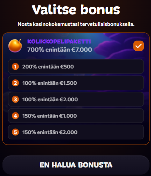 Aphrodite kasino rekisteröinti bonus